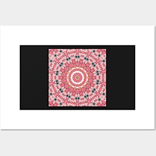 Flower and Hearts valentines and spring Kaleidoscope pattern (Seamless) 10 Posters and Art